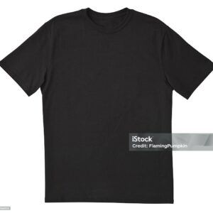 Front of a clean Black T-Shirt just waiting for you to add your own logo, Graphics or words. Clipping Path. Single shirt - about 10" x 10".